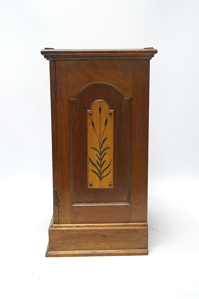 A pair of Victorian Aesthetic period oak table top cabinets, each with five drawers, 38cm high. Condition - fair to good